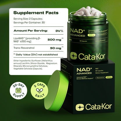 Cata-Kor Nicotinamide Capsules NAD Supplement 60 Tablets, 250mg